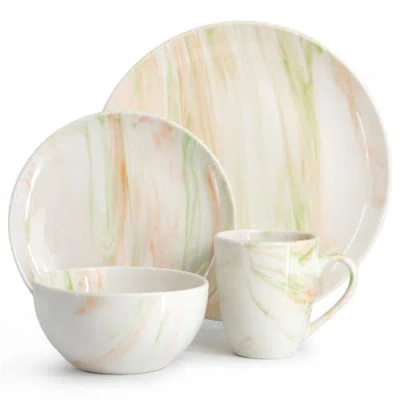 Elama Fine Marble Multi 16pc Porcelain Dinnerware Set In Multi
