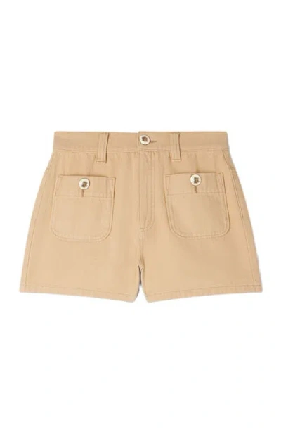 Sandro Pierrot Button Detail Cotton Blend Shorts In Neutral