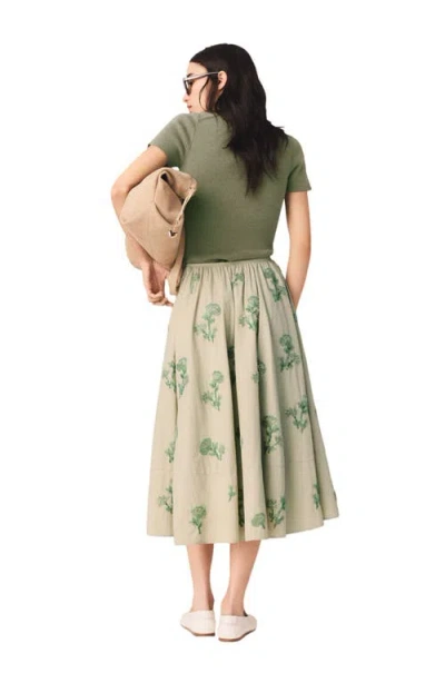 Maje Embroidered Technical Skirt In Nude