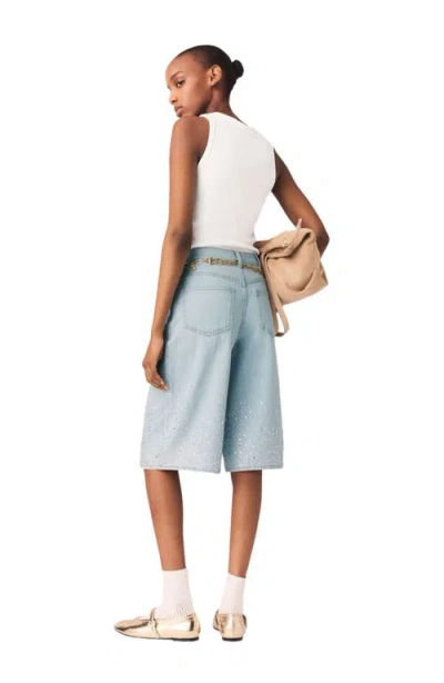 Maje Rhinestone Bermuda Shorts In Blue