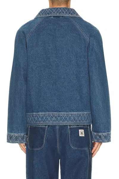 Bode Embroidered Merino Wool-blend Denim Jacket In Blue