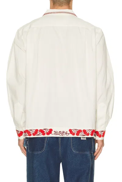 Bode White Cherry Lane Beaded Shirt In Neutral
