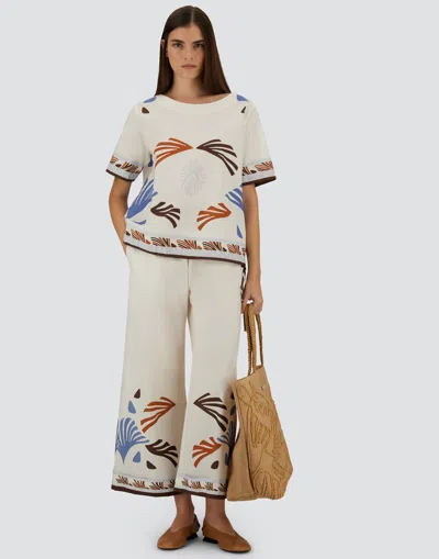 Herno Graphic Print T Shirt Round Neck Tie In White