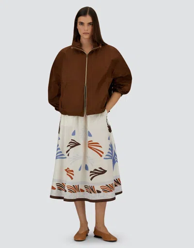 Herno Lightweight White Skirt With Abstract Print And Adjustable Waistband In Multi