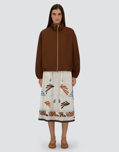 Herno Lightweight White Skirt With Abstract Print And Adjustable Waistband In Multi