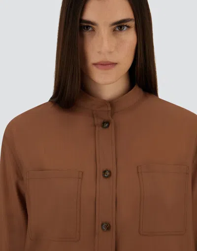 Herno Hemdbluse Aus Soft Wool In Brown