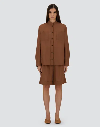 Herno Hemdbluse Aus Soft Wool In Brown