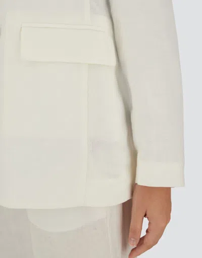 Herno Double-breasted Linen Blazer In Neutral