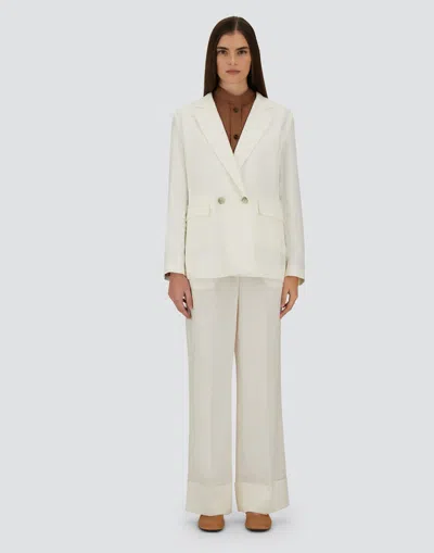 Herno Double-breasted Linen Blazer In Neutral