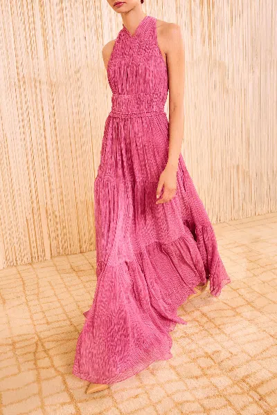 Ulla Johnson Freesia Sleeveless Silk Chiffon Gown In Pink