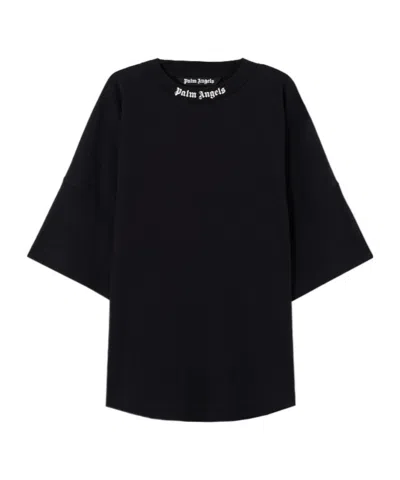 Palm Angels Mens Black White Classic Logo-print Cotton-jersey T-shirt M In Black