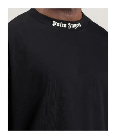 Palm Angels Mens Black White Classic Logo-print Cotton-jersey T-shirt M In Black