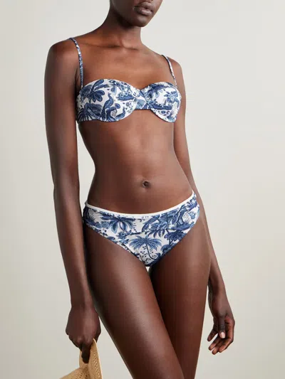 Staud Printed Bikini Bottoms In Blue