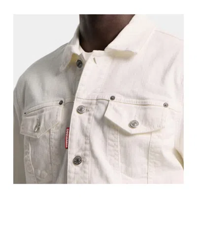 Dsquared2 Buttoned Denim Jacket In White