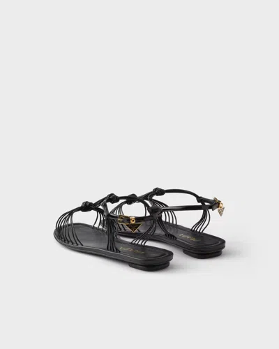 Prada Triangle-logo Sandals In Black