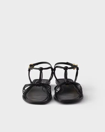 Prada Triangle-logo Sandals In Black