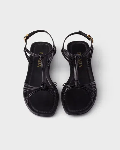 Prada Triangle-logo Sandals In Black