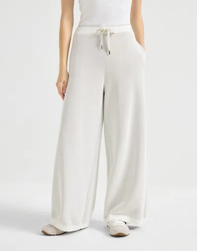 Brunello Cucinelli Drawstring Palazzo Pants In White