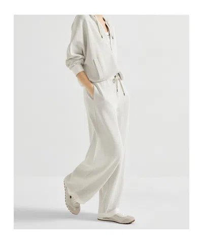 Brunello Cucinelli Drawstring Palazzo Pants In White