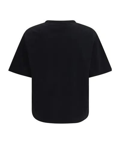 Off-white Black Oversized T-shirt With Contrasting Logo Lettering Print In Cotton Man