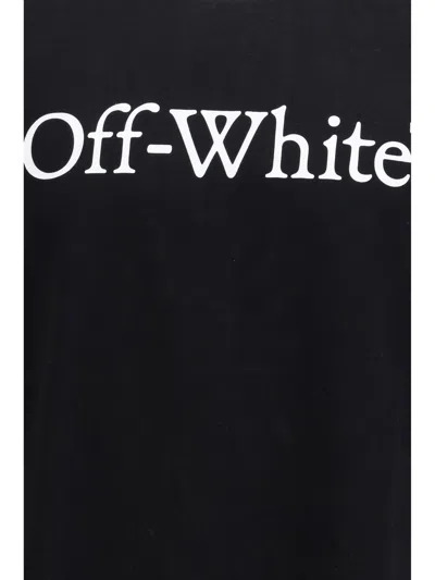 Off-white Black Oversized T-shirt With Contrasting Logo Lettering Print In Cotton Man