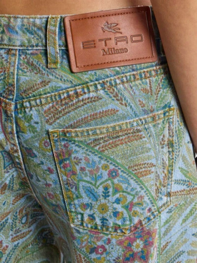 Etro Paisley-print Flared Jeans In Blue