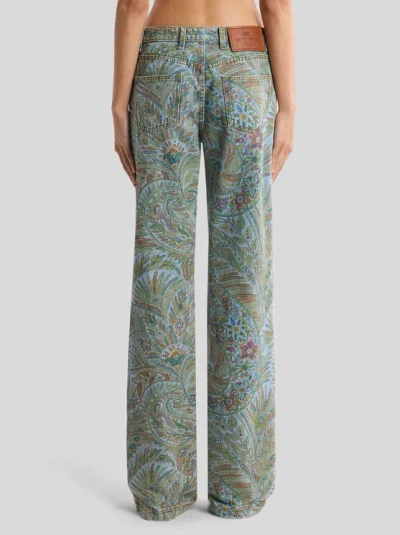 Etro Paisley-print Flared Jeans In Blue