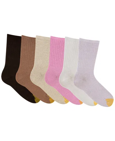Gold Toe 6 Pack Ribbed Crew In Multi