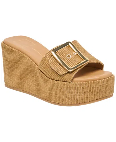 Dolce Vita Jilian Wedge Sandals Mocha Raffia In Brown