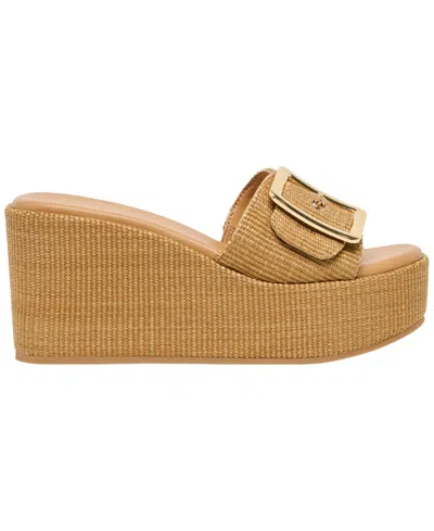 Dolce Vita Jilian Wedge Sandals Mocha Raffia In Brown