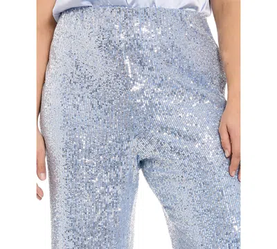 Muse Plus Size Sequined Pull-on Pants In Blue