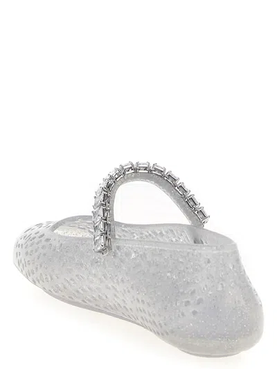 Jimmy Choo Clear Jelly Ballerina Flats With Crystal Embellishment In White