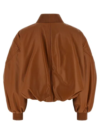 Givenchy Cropped Cocoon Bomber In Nappa Leather In Brown