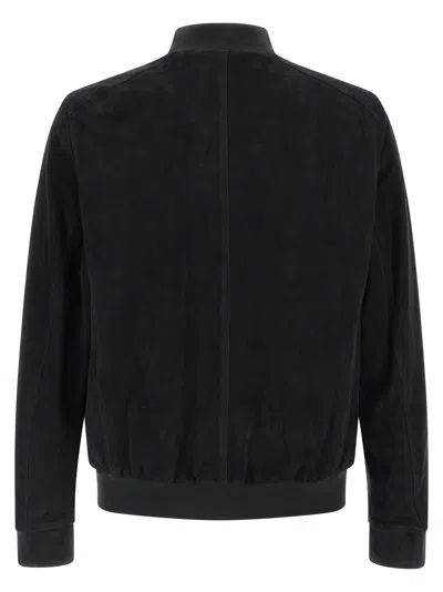 Moorer Blue Solid Mandarin Collar Jacket In Blue
