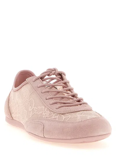Jimmy Choo Sunny Floral Lace And Suede Trainers In Pink