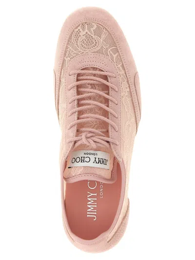 Jimmy Choo Sunny Floral Lace And Suede Trainers In Pink