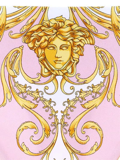 Versace Barocco Triangle Bikini Top Adjustable Straps In Pink