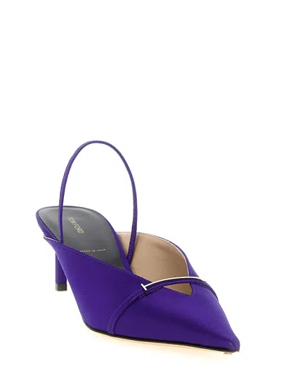Tom Ford Julianne Slingback Pumps Pointed Toe Kitten In Purple