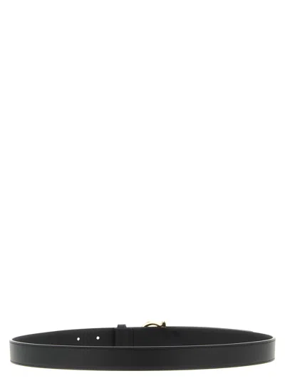 Ferragamo Black Gancini Solid Belt In Black