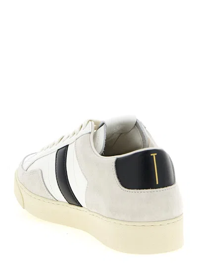 Tom Ford Panelled Suede And Grained Leather Sneakers In White