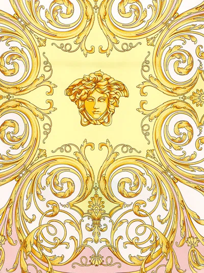 Versace Multicolor One-piece Swimsuit With All-over Medusa Print In Stretch Fabric Woman In Gold