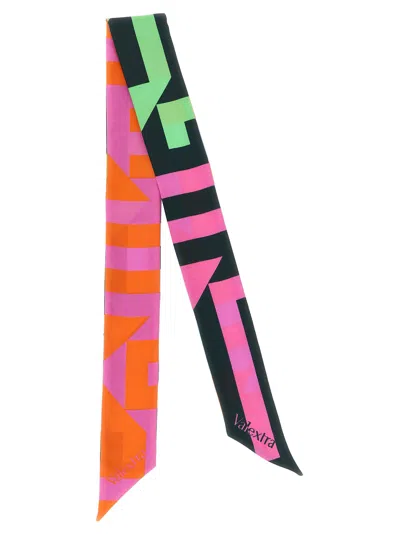 Valextra Love Lines Silk Ribbon Rectangular Scarf In Multi