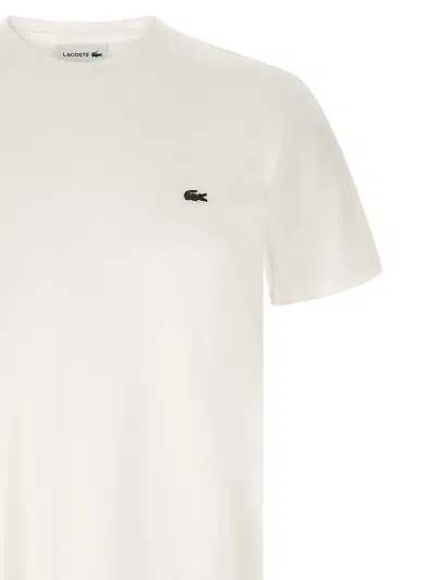 Lacoste Crew Neck Cotton Pima Tee In Silver Chine