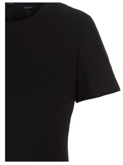 Theory Dolman-sleeve Tweed Canvas Mini Dress In Black