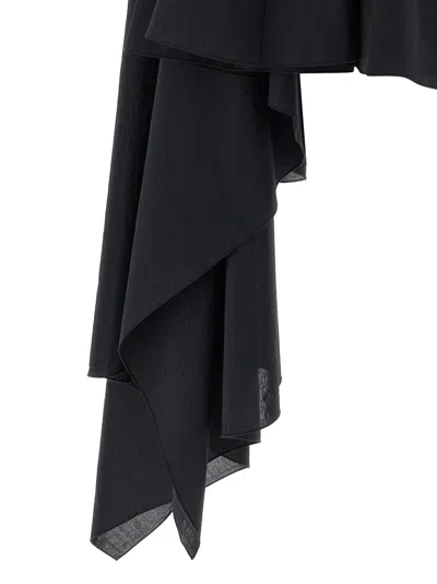 Jacquemus Courte Asymmetric Cotton-blend Crepon Halterneck Dress In Black