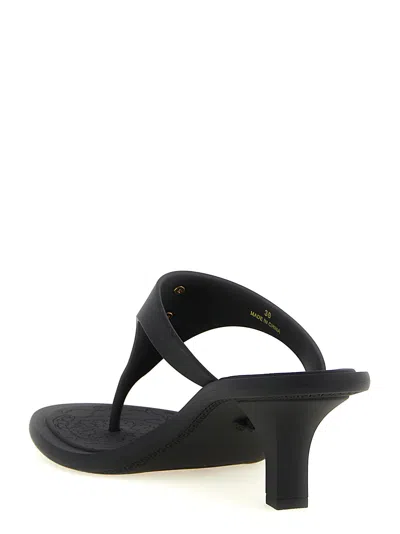 Versace Kitten Heel Thong Sandals With Medusa Detail In Black