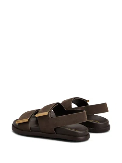 Tod's Leather Slingback Sandals Open Toe Design In Brown