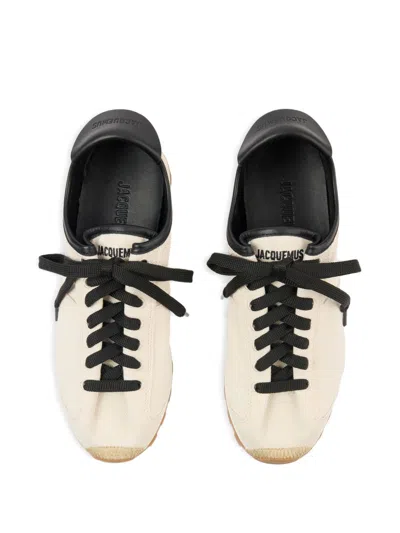 Jacquemus Les Tennis Leather-trimmed Canvas Sneakers In Neutral