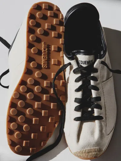 Jacquemus Les Tennis Leather-trimmed Canvas Sneakers In Neutral