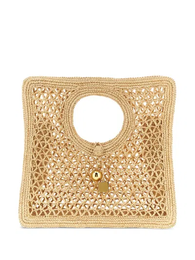 Jacquemus Small The Spiaggia Circular-handle Crochet Tote Bag In Sand